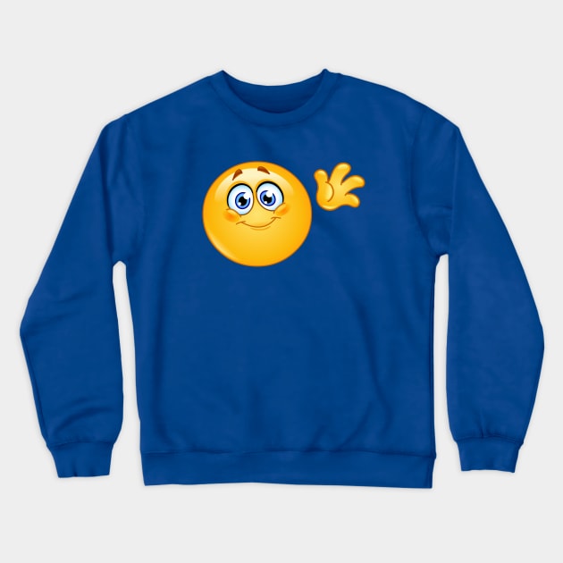 Waving Hello Emoji Crewneck Sweatshirt by DigiToonsTreasures